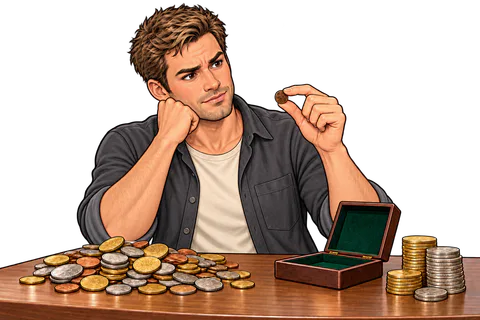 Illustration: Ken leaves the unexpected coins out.
