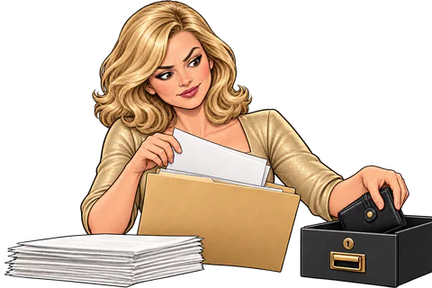 Illustration: Cleo stops paying and saves the records.