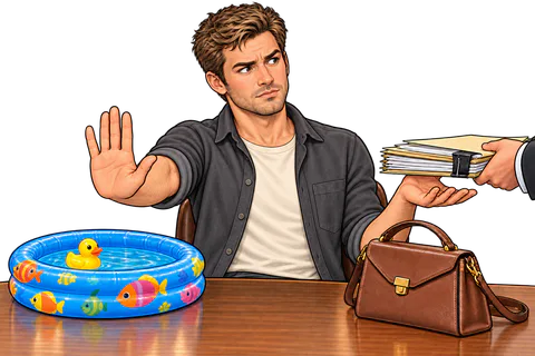 Illustration: Ken asks for evidence and declines the rush.