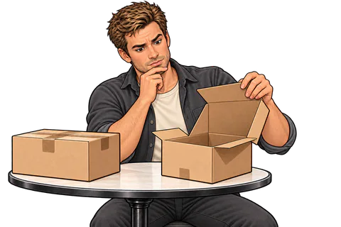 Illustration: Ken rejects the typo and reviews the intended package.