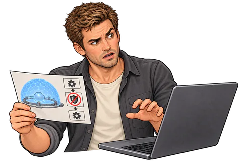 Illustration: Ken pauses before running the setup.
